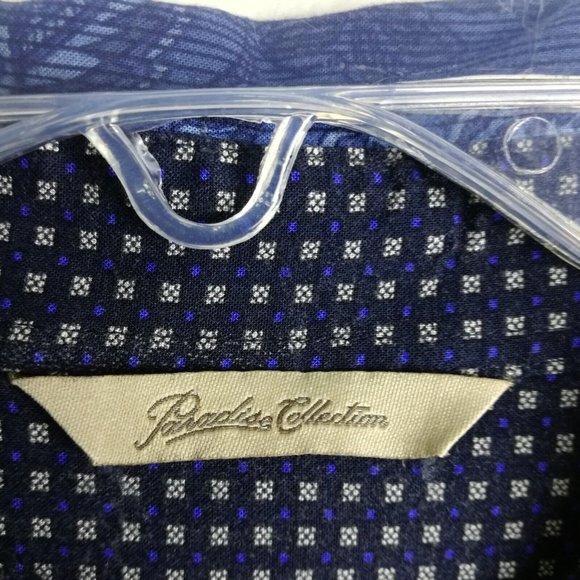 Paradise Collection‎ Mens Shirt Button Down Short Sleeve Blue Floral Stripe XL - Picture 12 of 13
